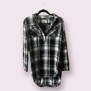 Black and white flannel button up shirt dress size medium